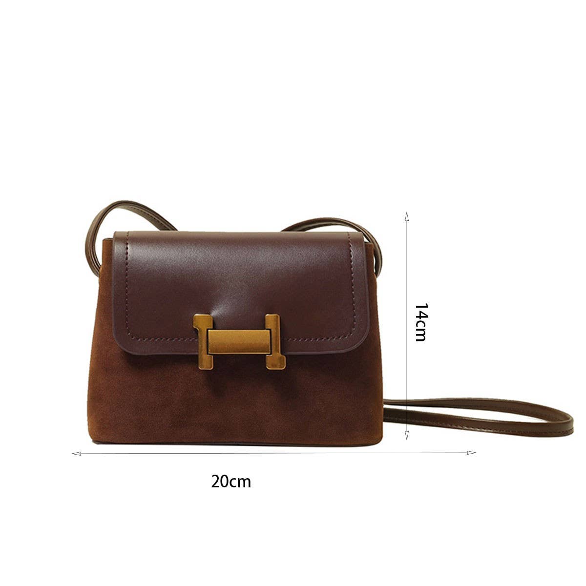Classic Brown Crossbody Bag with Gold Clasp